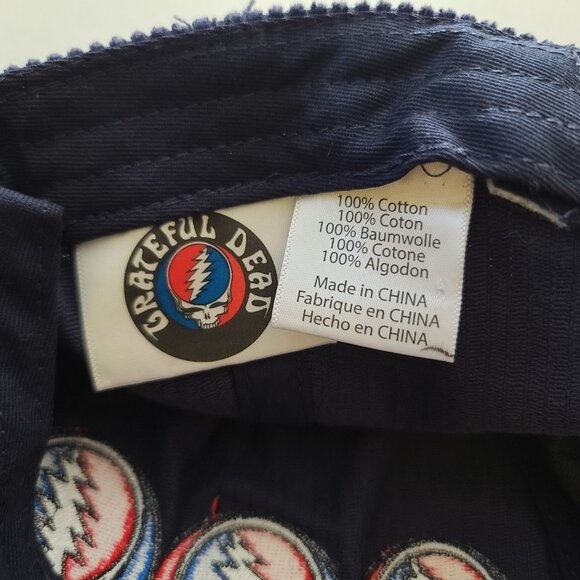 Grateful Dead Stealie Repeat Corduroy Snapback Hat Cap OS Navy Adjustable NWOT - Picture 6 of 7